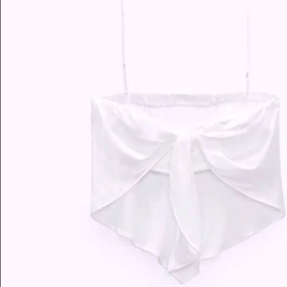 ZARA White Satin Open Back with Bow Top
